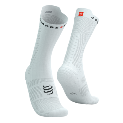 RACING SOCKS PRO V4.0 BIKE WHITE/BLACK COMPRESSPORT