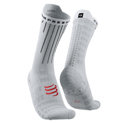 ČARAPE AERO BIKE WHITE/FLUO RED COMPRESSPORT