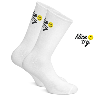 SOCKS NICE TRY WHITE COIS CC