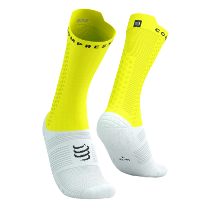 RACING SOCKS PRO V4.0 BIKE WHITE/SAFE YELLOW COMPRESSPORT