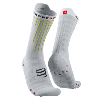 SOCKS AERO BIKE WHITE/YELLOW/PINK COMPRESSPORT